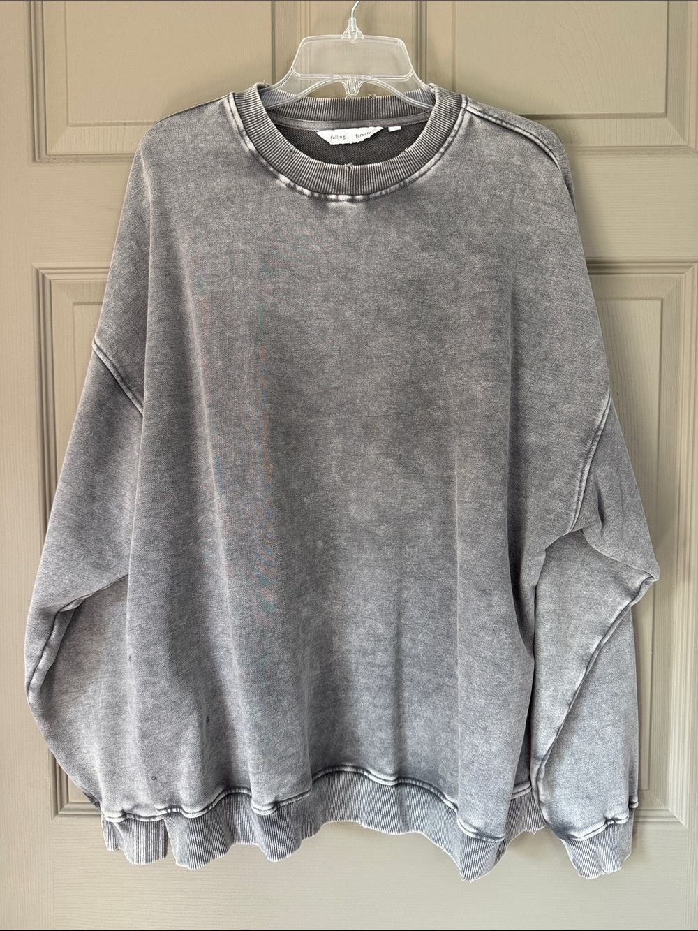 Falling Forward brand Women's Washed Gray Distressed Crewneck Sweatshirt